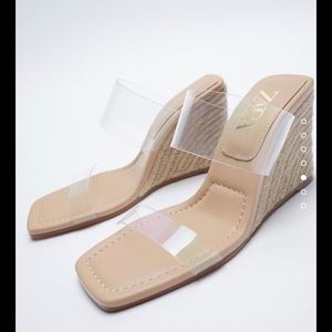 zara vinyl wedge shoe